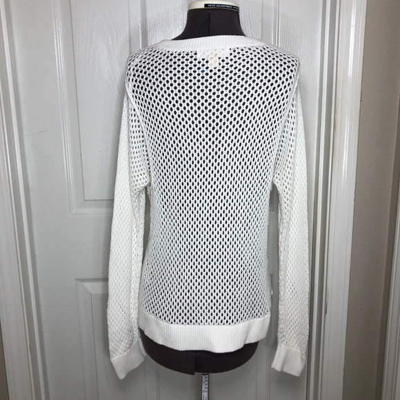 Michael Kors Cotton Blend Off White Chic Knit Long Sleeve Sweater /Swim Cover M - Picture 7 of 15